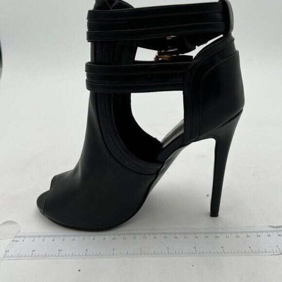 XYD Women Peep Toe Ankle Bootie High Heels Buckled Double Straps Cutout Fashion - Picture 2 of 8